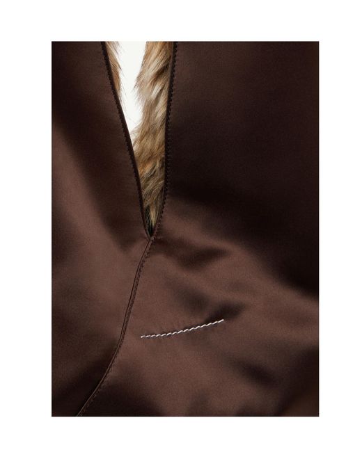 MM6 by Maison Margiela Brown Fur-Effect Classic Japanese Shoulder Bag