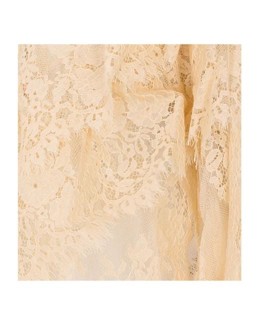 Rixo Natural Lace Ruffled Top