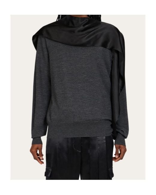 Ferragamo Black Scarf Neck Pullover
