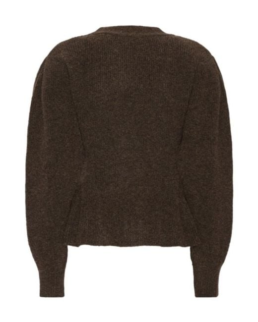 ROTATE BIRGER CHRISTENSEN Brown Peplum Cardigan
