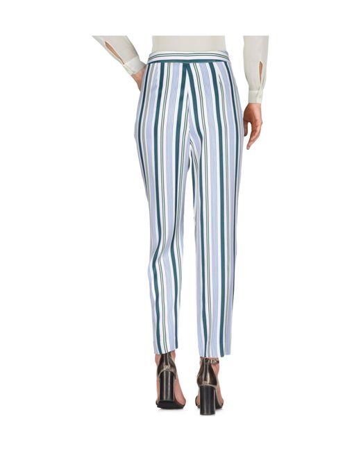 Tory Burch Blue Striped Satin Casual Pants