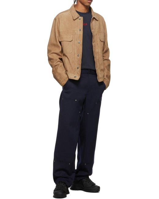 424 Natural Button-Up Leather Jacket for men