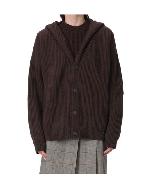 Dondup Brown Hooded Knit Cardigan