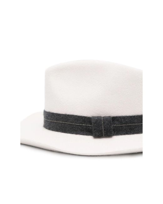 Brunello Cucinelli White Monili-Band Hat