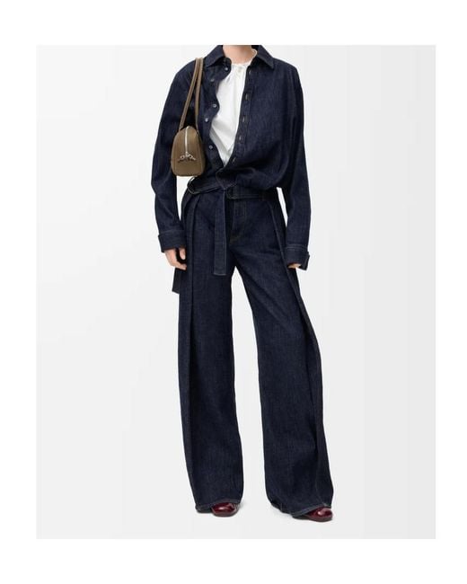 Loewe Blue Logo Patch Wide Leg Jeans