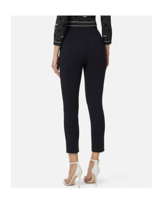 Elisabetta Franchi Black Stretched Cropped Trousers