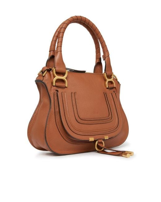 Chloé Brown Logo Saddle Handbag