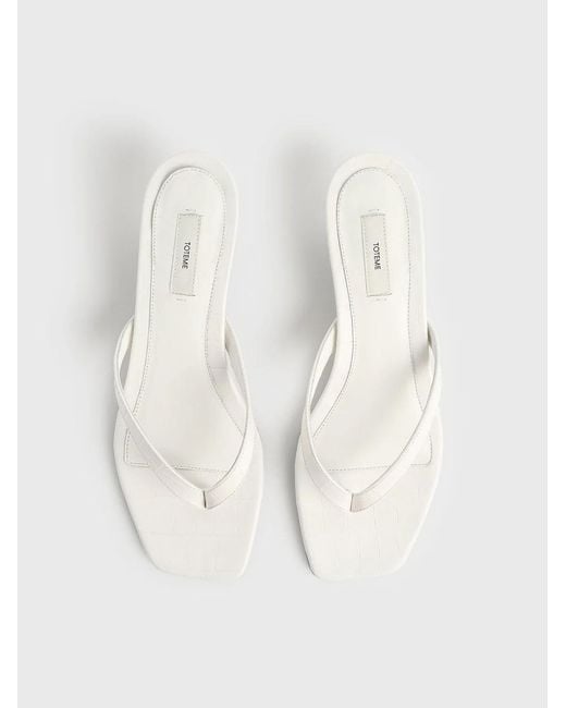 Totême White Square-Toe High-Heeled Sandals
