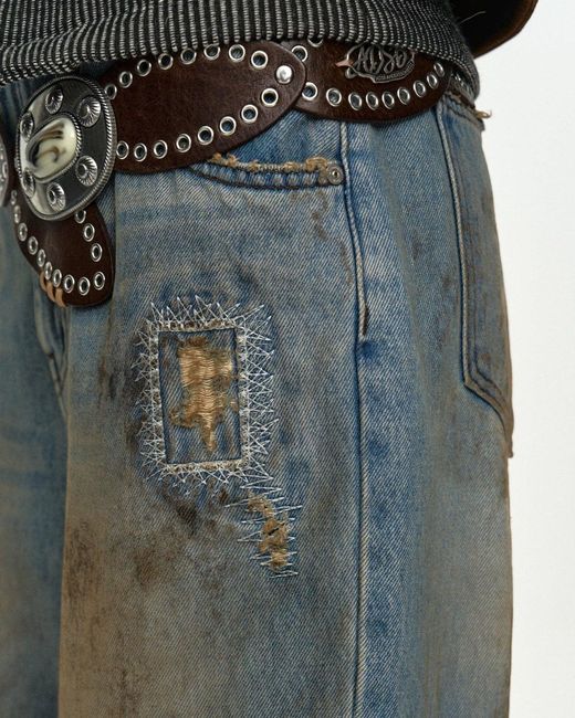 ANDERSSON BELL Blue Destroyed Wide-Leg Jeans for men