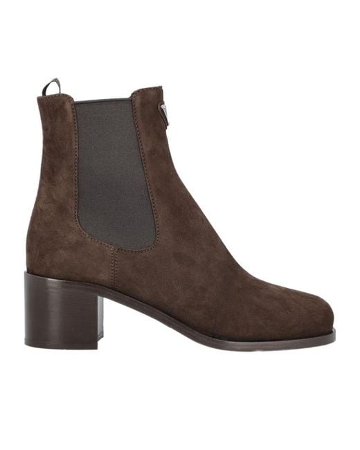 Prada Brown Round-Head Short Boots