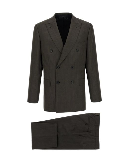 Brioni Black Long-Sleeved Blazer And Trousers Set for men