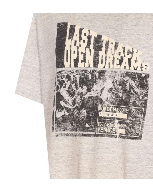 Golden Goose Deluxe Brand White Graphic Printed Crewneck T-Shirt for men