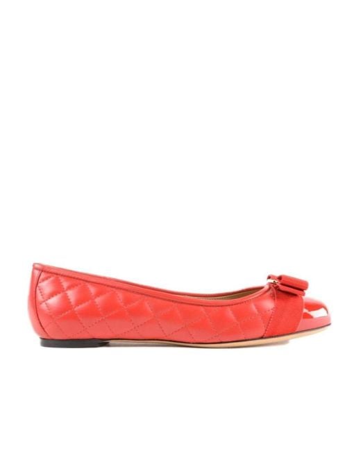 Ferragamo Red Bow Tie Ballet Shoes
