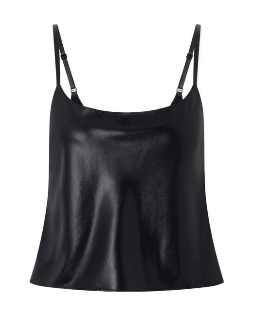 Courreges Black Glossy Satin Camisole Top