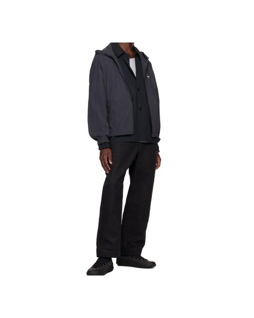 Amomento Black Nylon Hooded Jacket for men