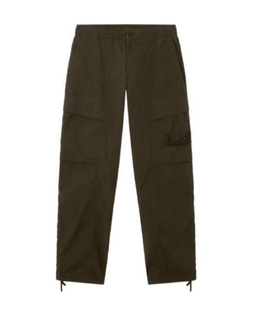 Stone Island Green Loose-Fit Cargo Trousers With Snap Pockets for men