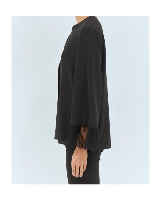 Chloé Black Crepe-De-Chine Collarless Blouse