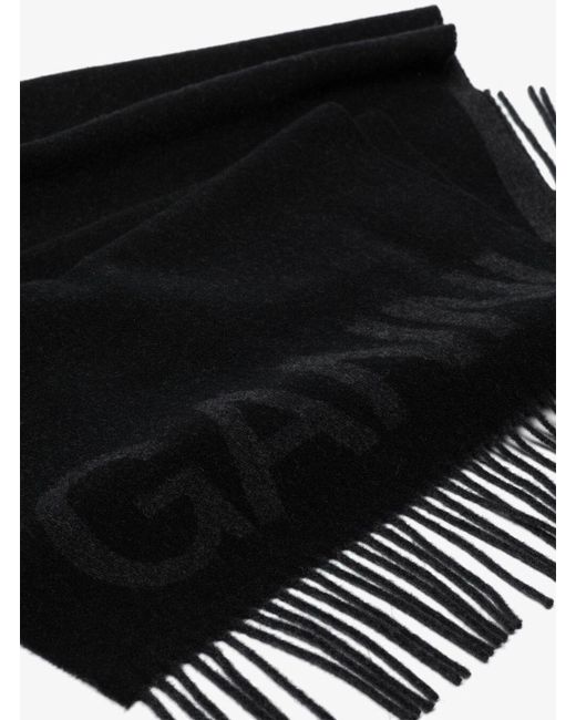 Ganni Black Fringed Scarf
