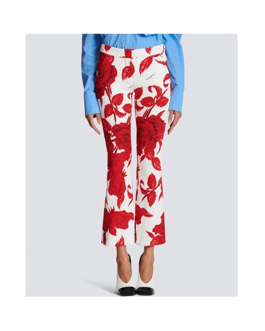 Balmain Rose Printed Flared Pants