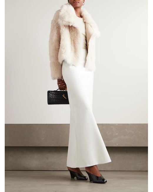 Yves Salomon White Cropped Leather Jacket