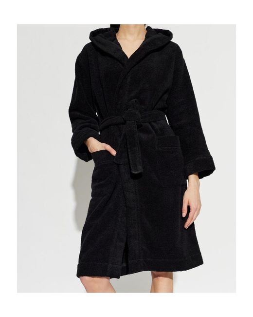 Moschino Black Logo Hooded Bathrobe
