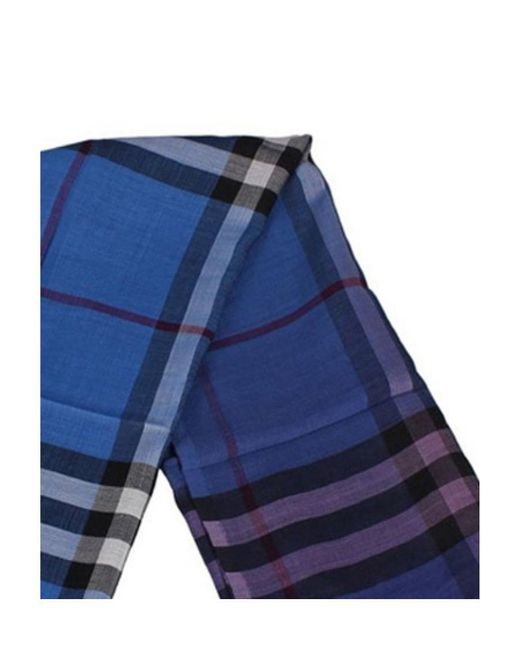 Burberry Blue Checkered Scarf for men