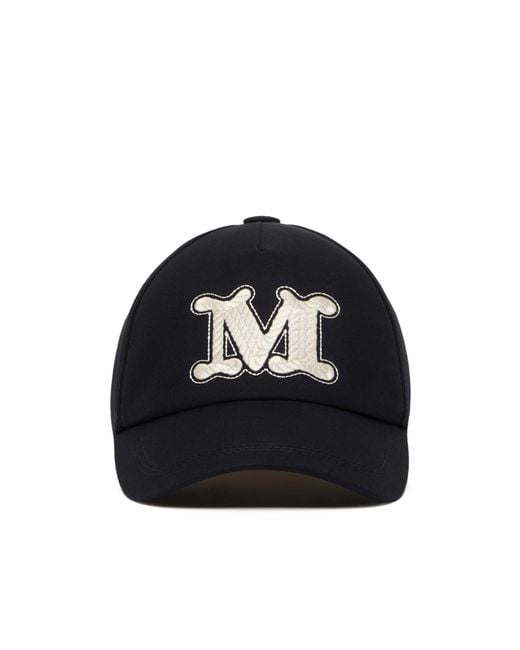 Max Mara Black Ribaldo Logo Embroidered Baseball Cap