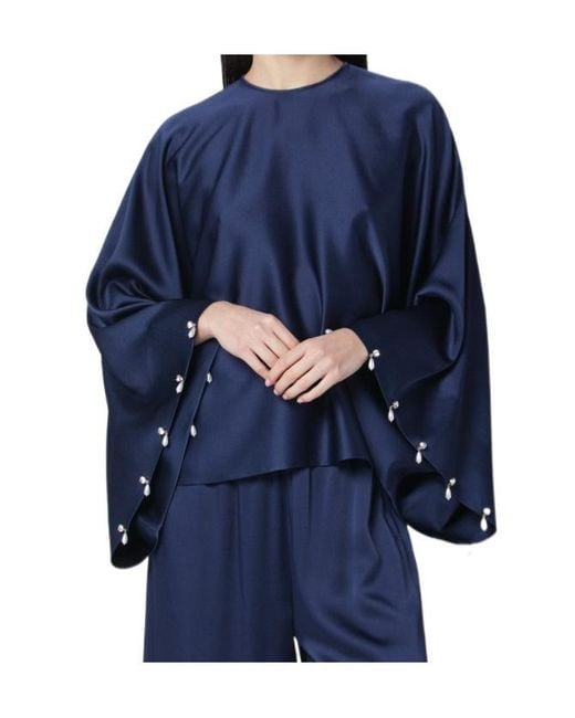 Stella McCartney Blue Embellished Satin Top