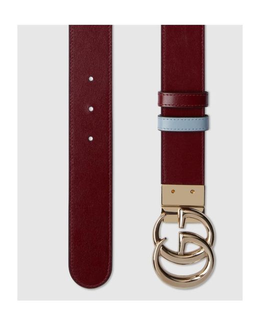 Gucci Blue Double G Reversible Leather Belt