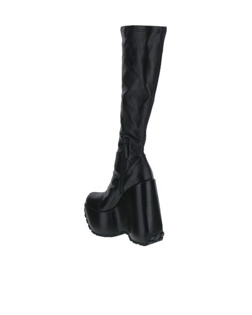 Versace Black Triplatform Knee-High Leather Boots