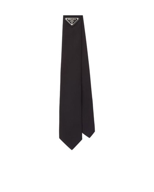 Prada Black Re-Nylon Logo Tie for men