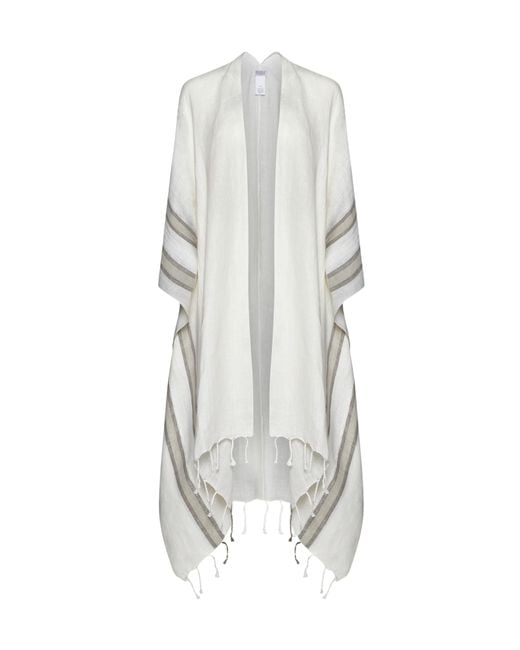 Brunello Cucinelli White Fringed Scarf for men