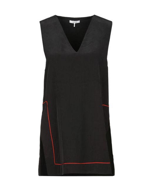 Ganni Black V-Neck Top