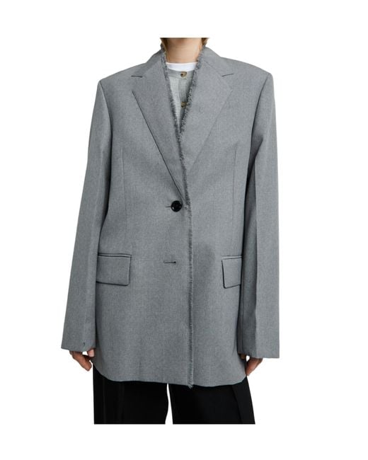 Totême Gray Totême Single-Breasted Long Sleeved Blazer
