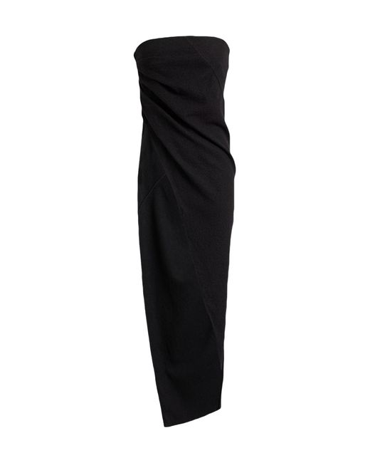 Rick Owens Black Solid-Color Flannel Strapless Dress