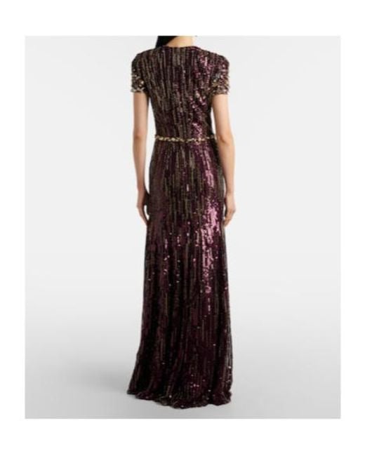 Jenny Packham Purple Ninetta Sequined Gown