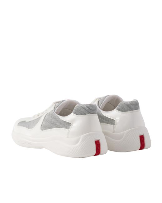 Prada Linea Rossa White Patent Leather And Technical Fabric Prada America's Cup Sneakers for men