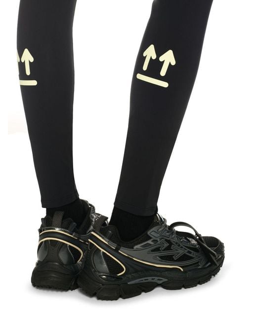 Off-White c/o Virgil Abloh Blue Logo Detailed Elasticated Waistband Leggings