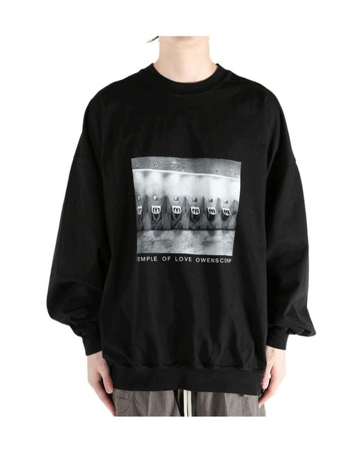 Rick Owens Black Hun Logo Printed T-Shirt for men