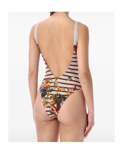 Jean Paul Gaultier Multicolor Striped Floral One-Piece Swimsuit