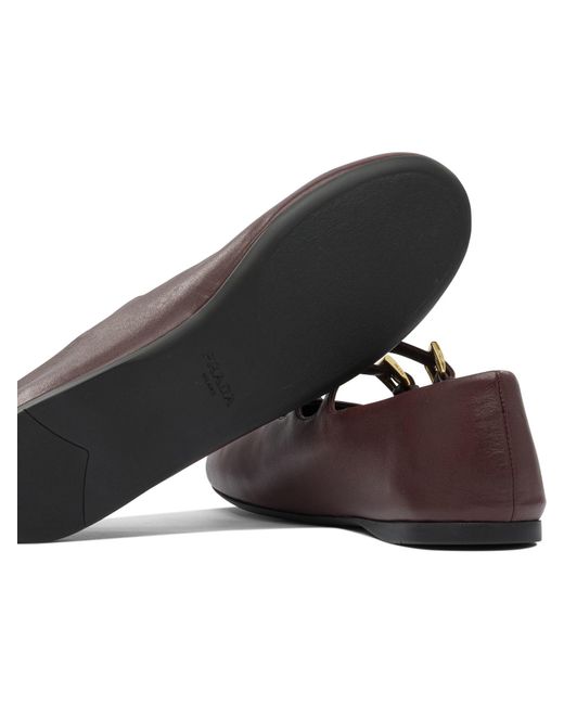 Prada Brown Nappa Leather Ballet Flats