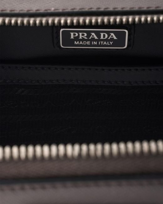 Prada Black Brique Medium Saffiano Leather Bag for men