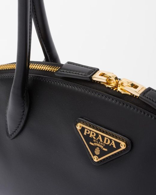 Prada Black Logo Plaque Tote Bag
