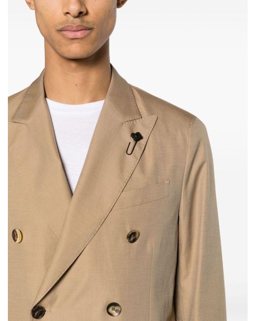 Lardini Natural Twill Double-Breasted Blazer for men