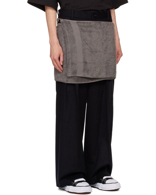Doublet Black Onsen Towel Felted-Finish Trousers for men