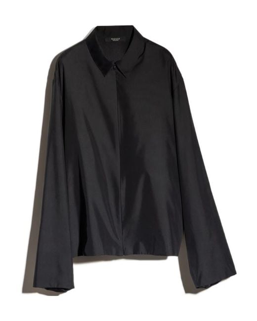 Gucci Black Technical Poplin Zipped Shirt for men