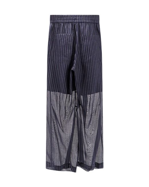 Brunello Cucinelli Gray Pinstriped Wide Leg Trousers