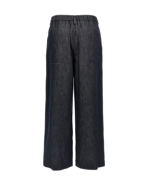 Brunello Cucinelli Black Pleated Wide-Leg Pants