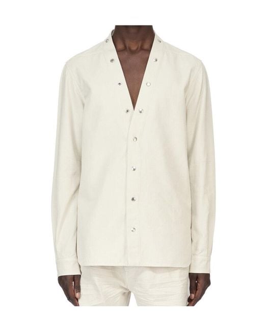 Rick Owens White Snap-Button Shirt for men