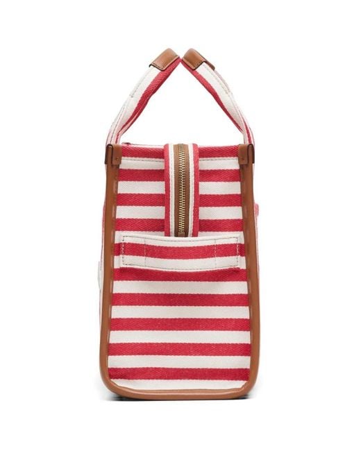 Marc Jacobs Red The Striped Medium Tote Bag